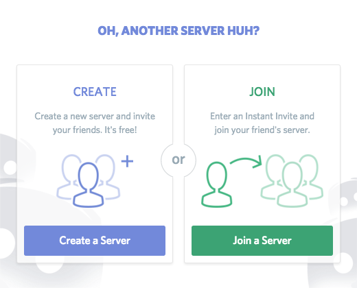 discord dialog for serveur creation